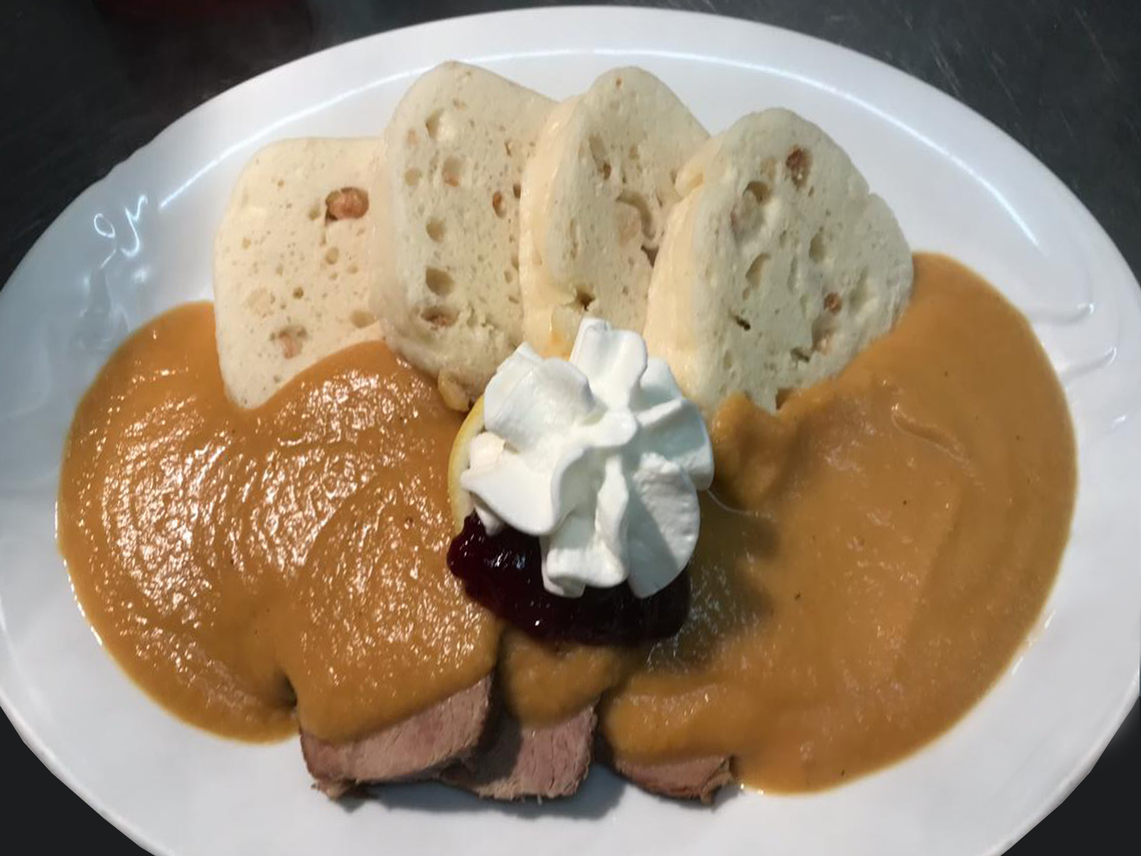 Svíčková roasted beef in realy cream sauce - The restaurant At the Golden Lion